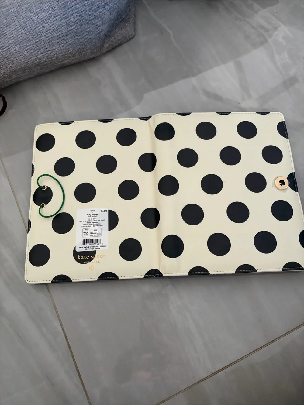 kate spade Cream and Black Polka Dot Folio